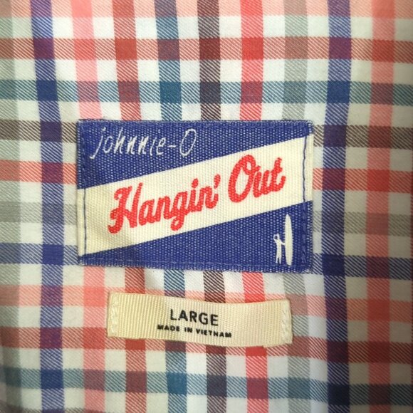 Johnnie-O Shirt Men's L Malibu Red Plaid Todd Hangin' Out Long Sleeve Button Up - Picture 7 of 11